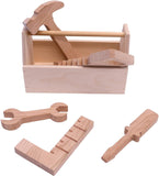 Kid's Play Tool Box Toy Set, 6 Piece Wooden Toy Tool Set