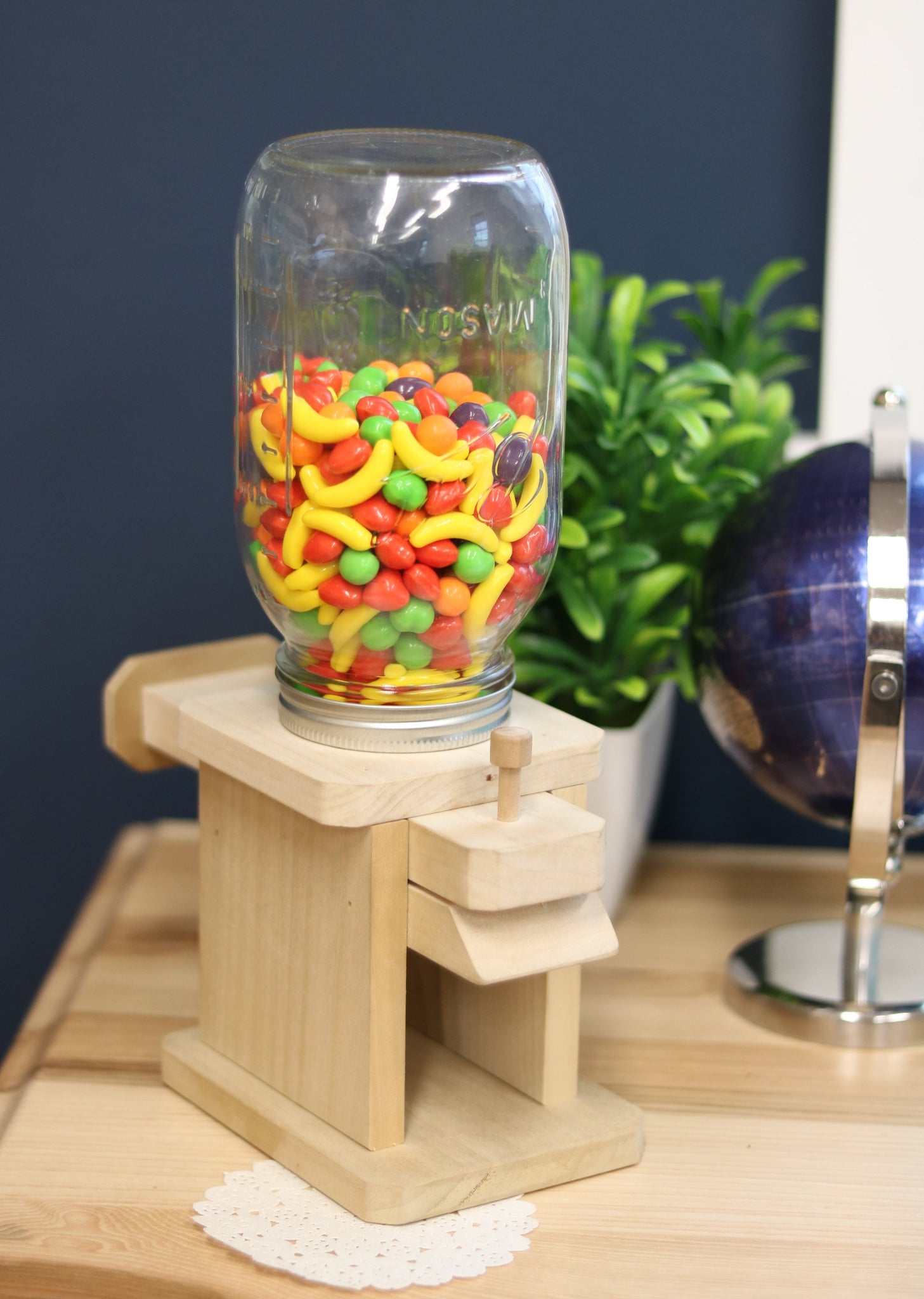 Amish-Made Jar Candy Dispenser - Great for M&M's, Peanuts, or Jelly Beans