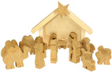 Amish-Made 14 Piece Wooden Nativity Manger Scene Set