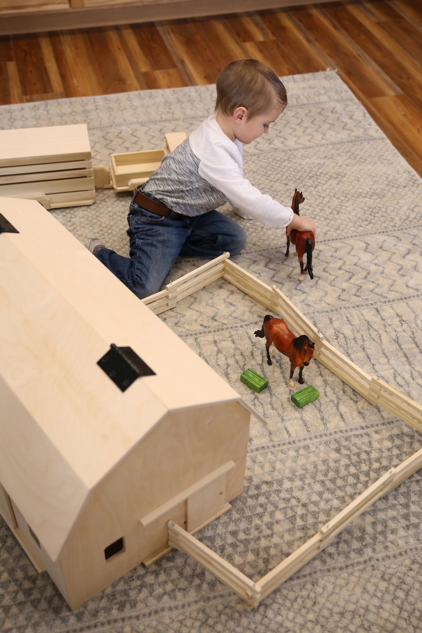 Amish Made Large Wooden Hip Roof Barn Toy Unfinished AmishToyBox