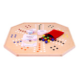 Wooden Marble Chase (Cards N' Marbles) Board Game Set - Large 25" Wide Board - Double-Sided - Includes 1" Marbles and Playing Cards