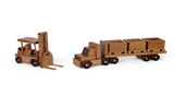Large Wooden Semi Bin Truck and Trailer Toy Set with Forklift