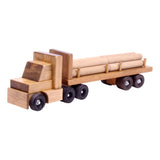Amish-Made Wooden Log Semi Truck Toy