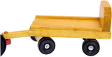 Amish-Made Wooden Toy Tractor and Wagon Set with Hay Bales