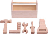 Kid's Play Tool Box Toy Set, 6 Piece Wooden Toy Tool Set, Unfinished