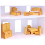 Wooden Doll House Toy with 16 Piece Doll-House Furniture Set - Easy Access Opening Design