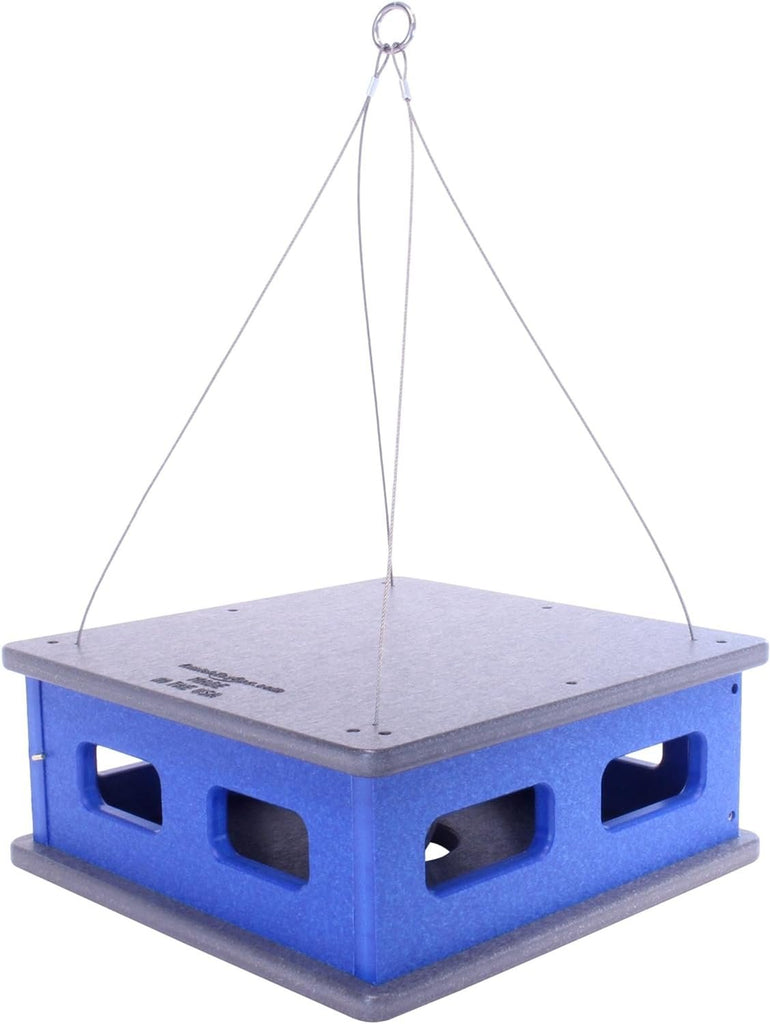 AmishToyBox.com Bluebird Feeder - Hanging Block House Mealworm Feeder for Bluebirds - Amish-Made with Poly Lumber
