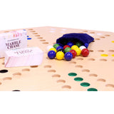 Travel Marble Chase (Cards N' Marbles) Wooden Board Game Set - Double-Sided 23" Wide Board - with Cloth Carry Bag