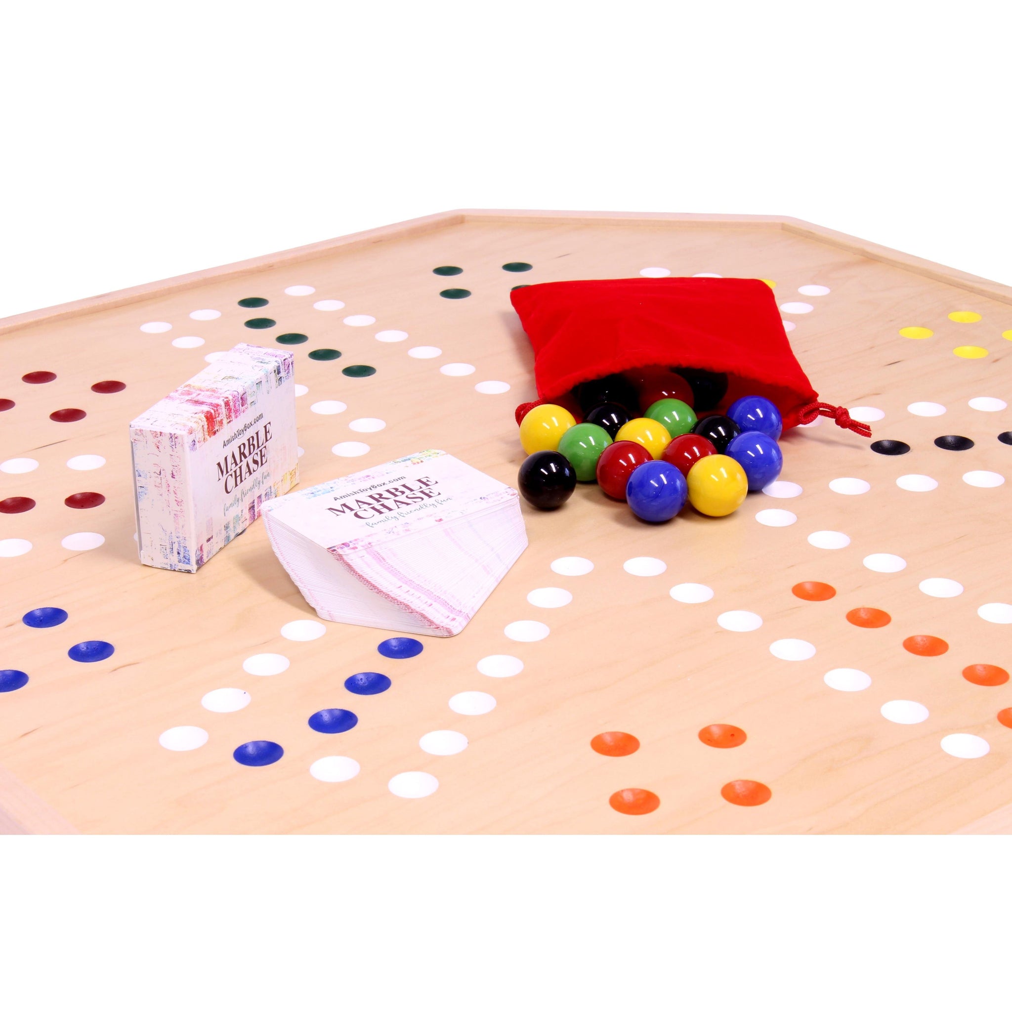 Wooden Marble Chase (Cards N' Marbles) Board Game Set Large 25" Wide