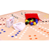 Wooden Marble Chase (Cards N' Marbles) Board Game Set - Large 25" Wide Board - Double-Sided - Includes 1" Marbles and Playing Cards